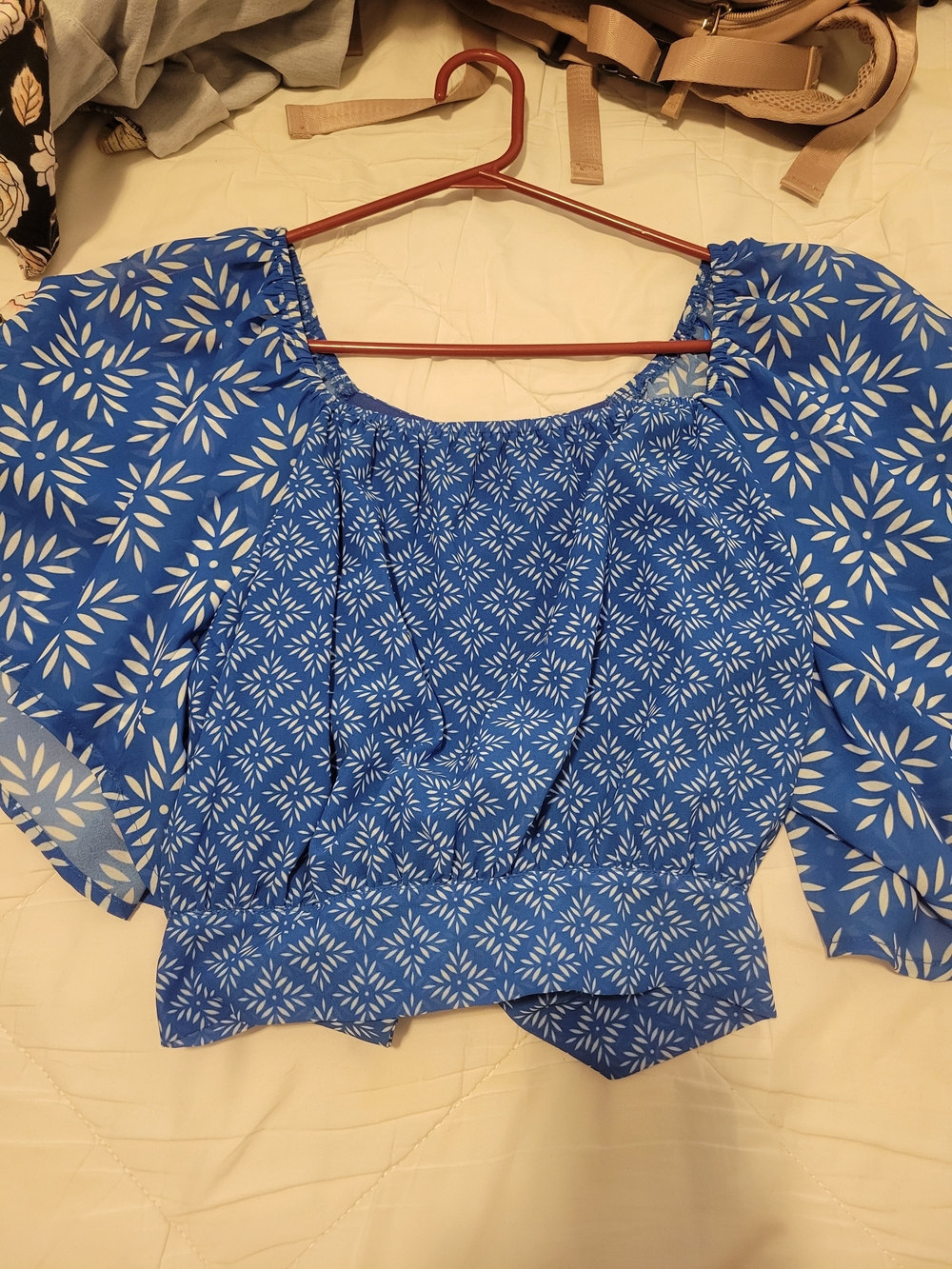 Blue Floral Off-Shoulder Women’s Top